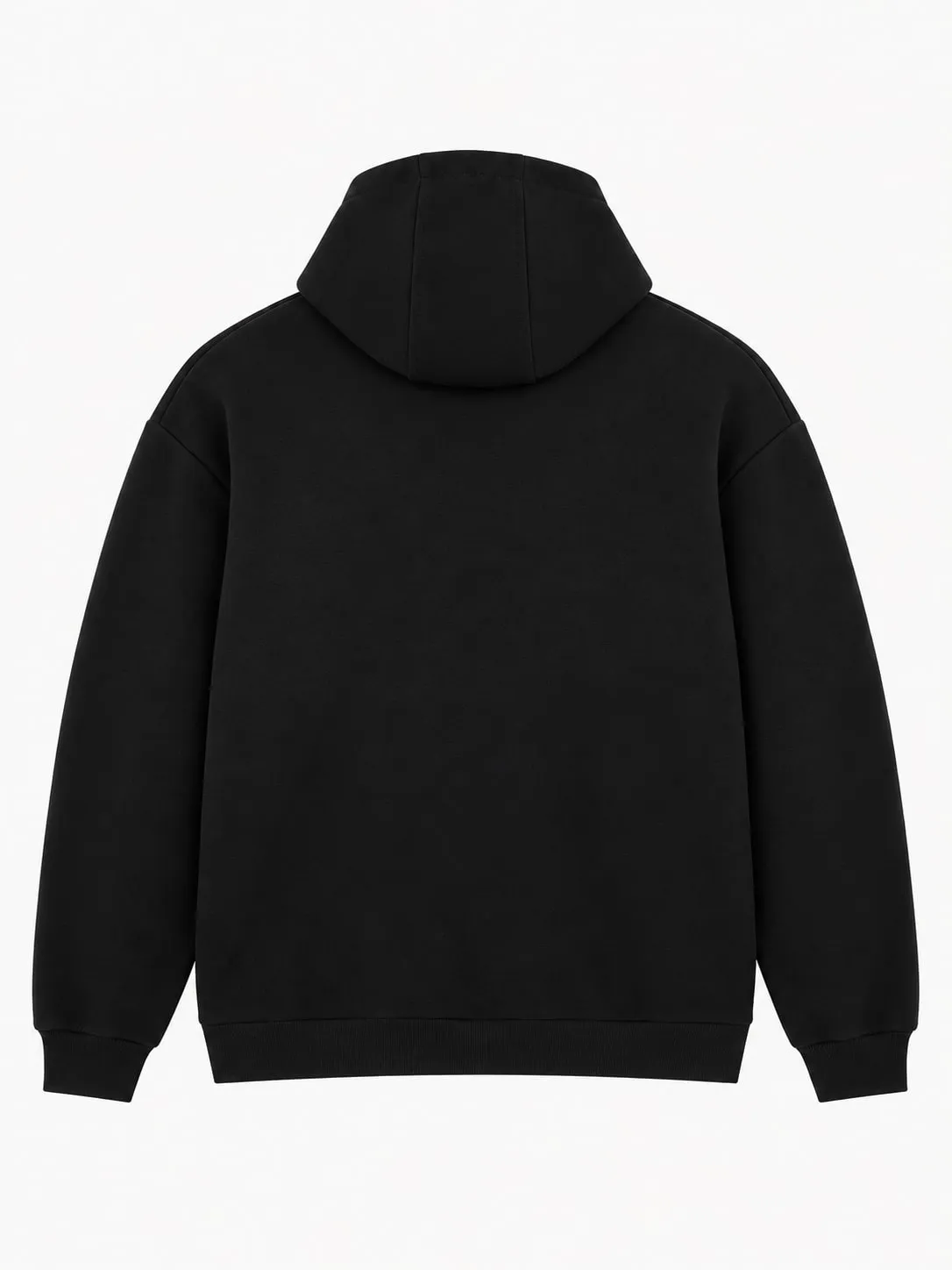 Hoodie Karl Lagerfeld negro, vista de espalda de la prenda sola, lisa, con la capucha